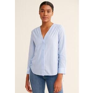 Mare Mare x Anthropologie SZ XS Blue Striped Henriette Lace up Sides Button Down